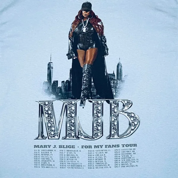 NWOT! Mary J Blige MJB ‘For My Fans Tour’ 2025 T-shirt Size Medium Concert Tee - Image 2
