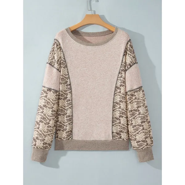Floral Print Round Neck Long Sleeve Shift Top - Image 4
