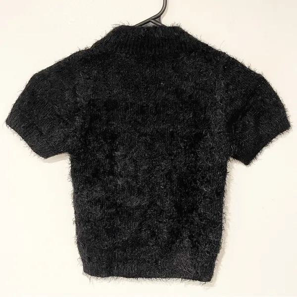 Dolls Kill x Bratz Size XS Black Eyelash Pink‎ Heart Short Sleeve Knit Top - Image 5