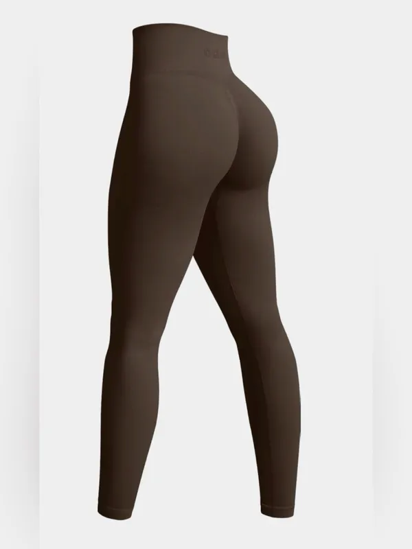 OQQ Seamless High Waist Butt Liftings Yoga Leggings Brown Medium NWT IN PKG - Image 2