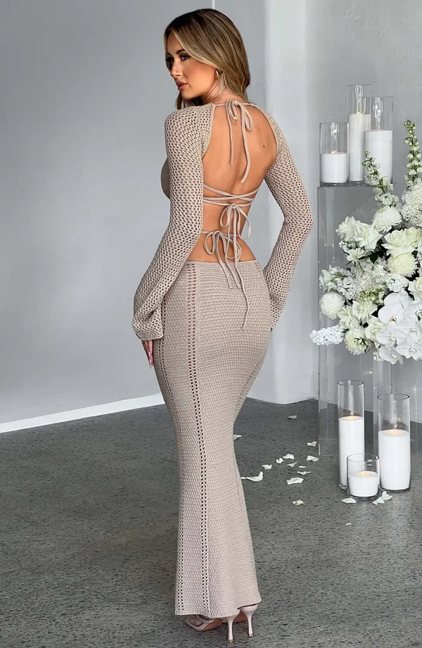 Nadine Maxi Dress - Beige Size Small - Image 2