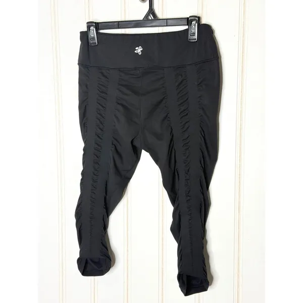 Sweetflexx Black Booty Band Capri Resistance Toning Leggings Size 10 Ruched - Image 3