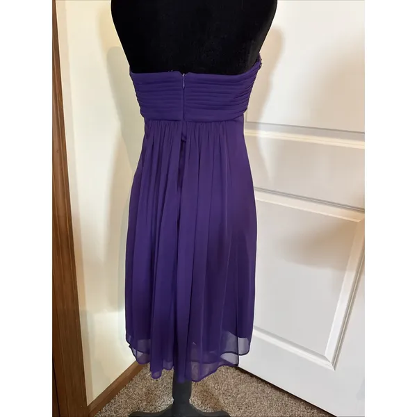 Xscape By Joanna Chen Purple Beaded Strapless Chiffon Mini Dress Sz 4 Homecoming - Image 4