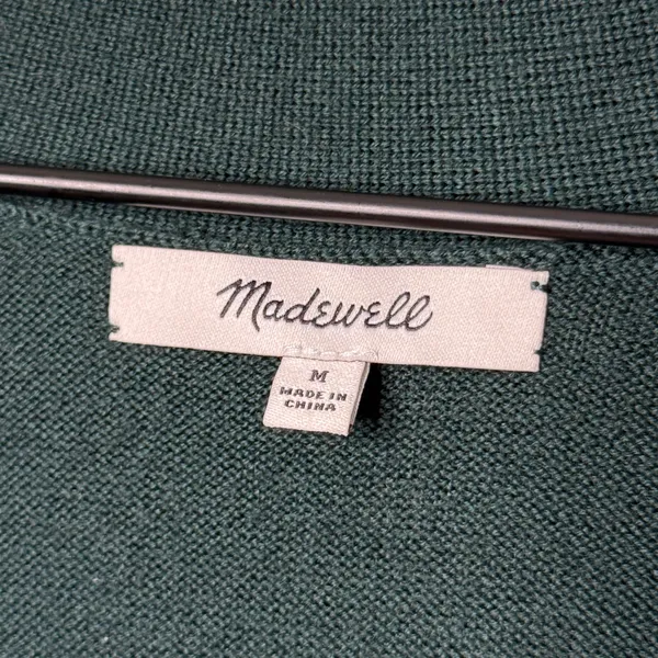 Madewell Merino Wool Boyfriend Cardigan Sweater Luxury Forest Green Size Medium - Image 6