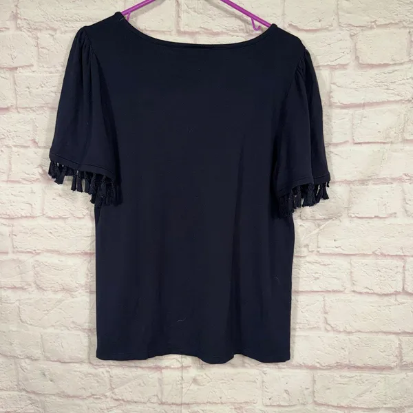 Ann Taylor Factory Medium Navy Tassel Sleeve Top - Image 6