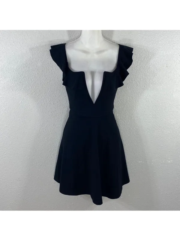 Majorelle Poise Black Off Shoulder Flare Mini Dress Small xs - Image 4