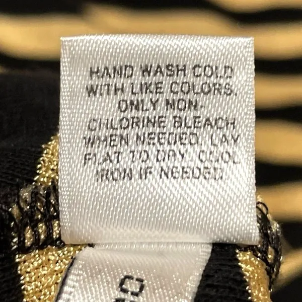 Express‎ Womens Striped Long Sleeve Crew Neck Top Gold Metallic Black Size M - Image 7