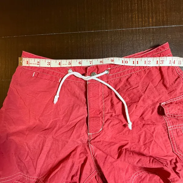 Ocean Pacific‎ OP Red Nylon Board Shorts Vintage Cargo Pocket 9 Surf Coastal Y2K - Image 4