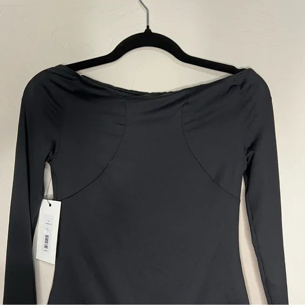 ALIX NYC Jansen Black Sweatheart Neckline Long sleeve Thong‎ Bodysuit - Image 12