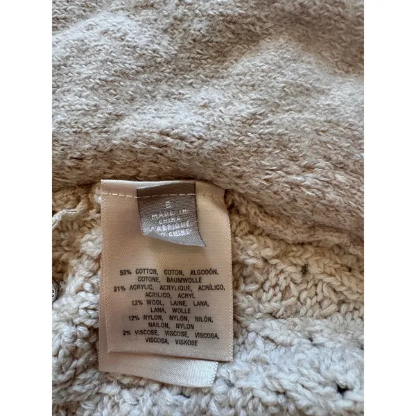 Anthropologie Knitted & Knotted Cardigan Wool‎ Sz S Beige Crochet Fringe Boho - Image 5