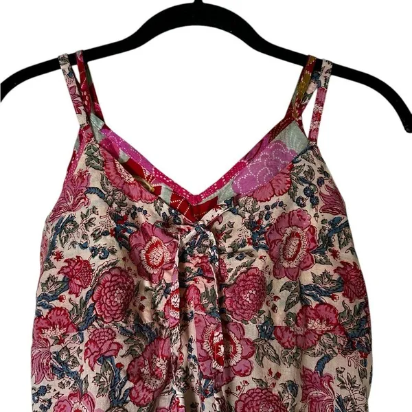 Vintage Cotton Village Floral Babydoll Top Cottage Y2K Boho Tassels Size Small - Image 2