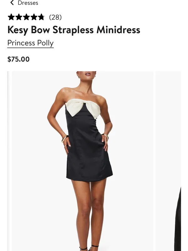 Princess Polly Black Strapless Dress with Cream Bow - Image 7