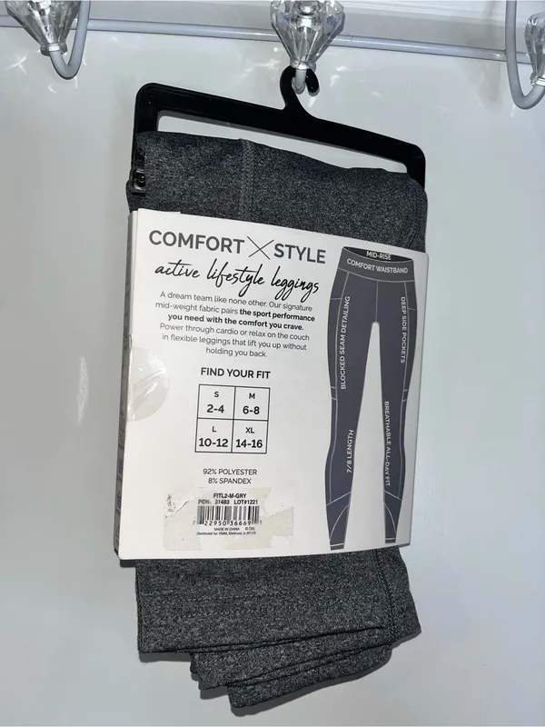 Fitkicks Crossovers NIP Active Yoga Leggings Sz M Soft Knit Stretch Workout Gray - Image 9