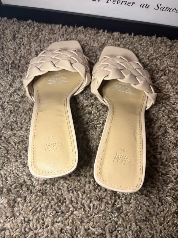 H&M Beige Woven Braided Heeled Sandals – Women’s 5.5 / EU 36 - Image 4