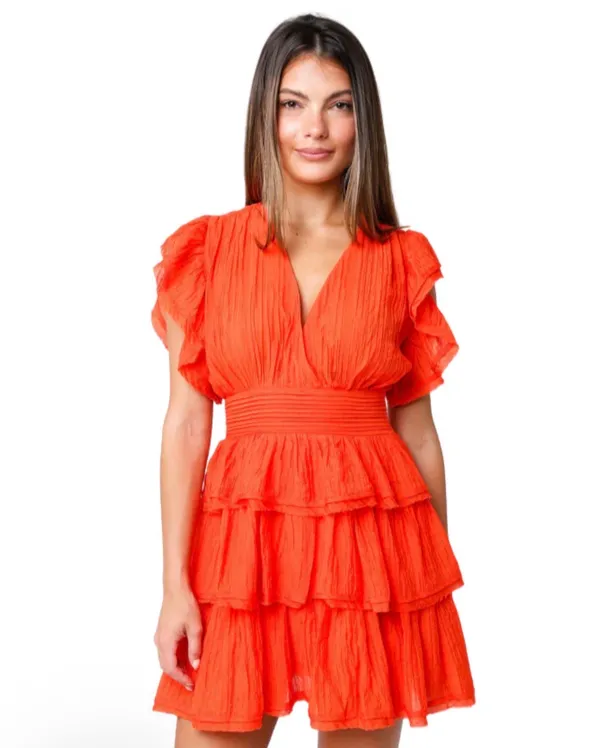 Olivaceous Mini Orange Dress - Image 3