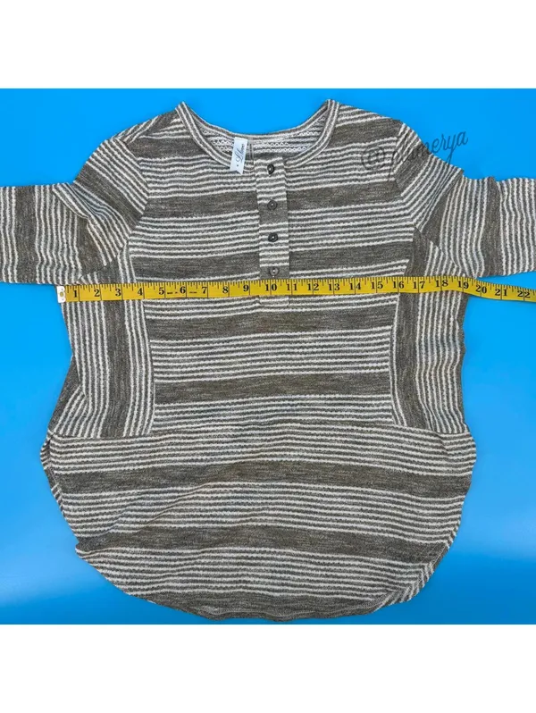L Love Y2K Vintage Striped Women's Long Sleeve Henley Top Size M NWOT - Image 5