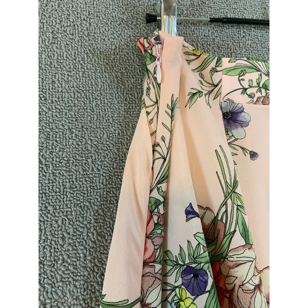 Topshop Floral NWT Maxi Skirt Womens 10 Pink NEW Tall Handkerchief HemTie Waist - Image 3