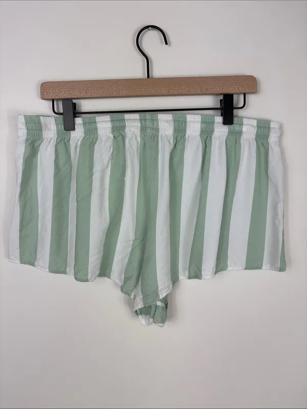 Birdy Grey Eddie Striped Pajama Set Women’s Large Sage Green Shorts Top - Image 11