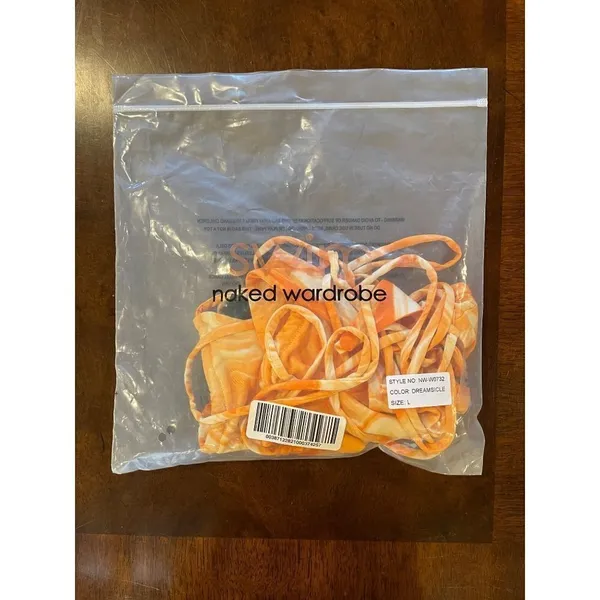 Naked Wardrobe Orange‎ Dreamsicle Two Piece Brazilian String Bikini Set Size L - Image 12