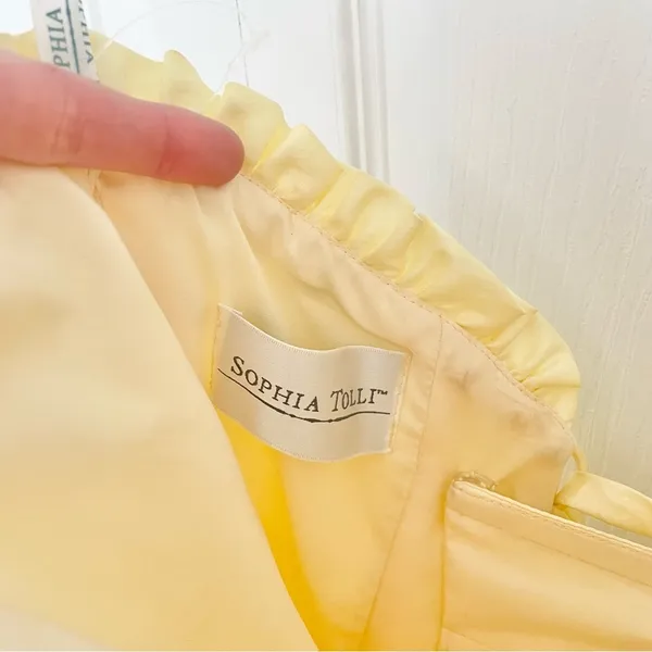 NWT Sophia Tolli Lemon yellow strapless dress Sz 4 - small flaw - Image 7