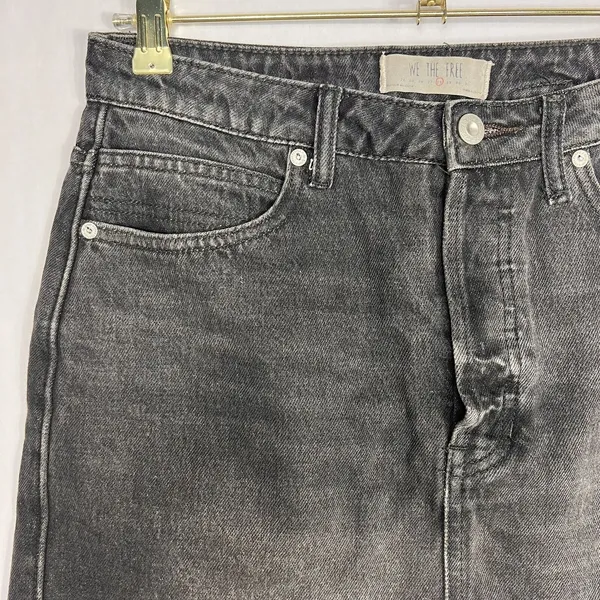 Free People We The Free Womens Mini Skirt Size 28 Black Denim Raw Hem Button Fly - Image 3