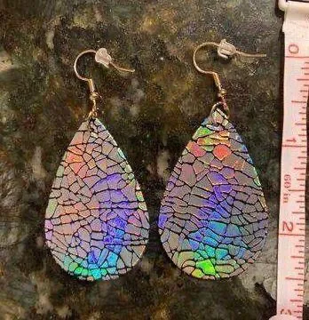 Handmade Teardrop Earrings Iridescence - Image 2