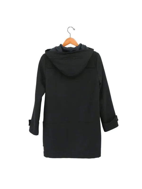 Lacoste Black Hooded Wool Blend Trench Coat Quilted Jacket 36 US 4 - Image 5