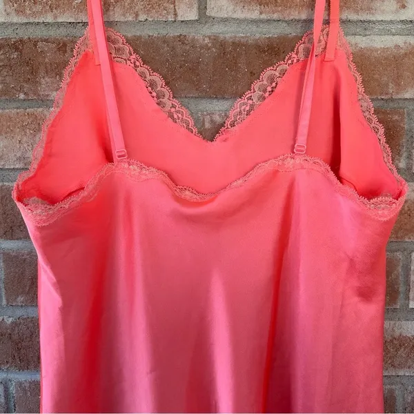 Victoria’s Secret Slip Dress Lingerie Medium Hot Pink Nightie Satin Lace Barbie - Image 5