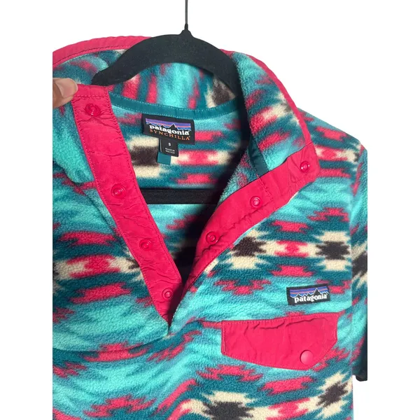Patagonia Synchilla Snap-T Fleece S Teal Pink Southwest Aztec FA15 - Image 3