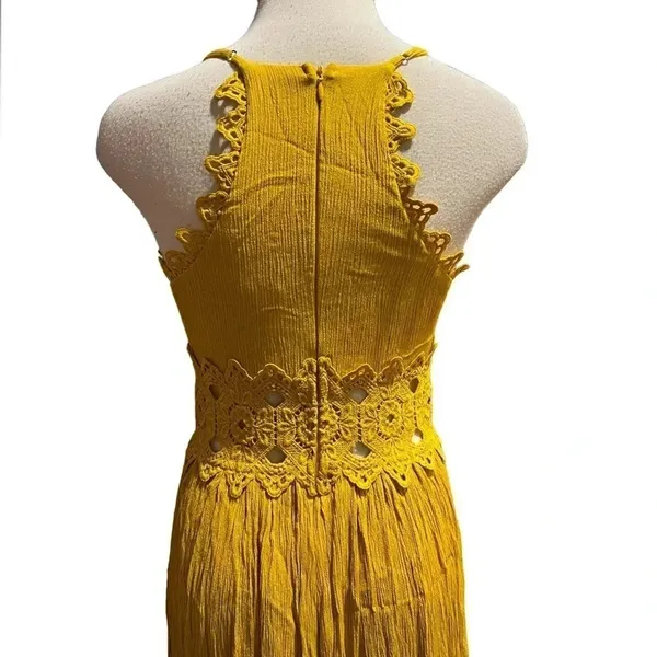 Lulu's Small This Love Mustard Yellow Lace Maxi Dress Size S - Image 8