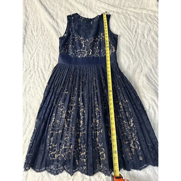 Eliza J Size 8 Navy Lace Dress Sleeveless Wedding Guest Cocktail Party Dress - Image 4