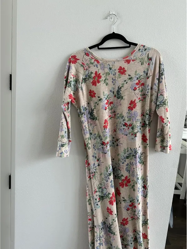 Polo Ralph Lauren Thermal Floral print knitted dress in beige XL - Image 7