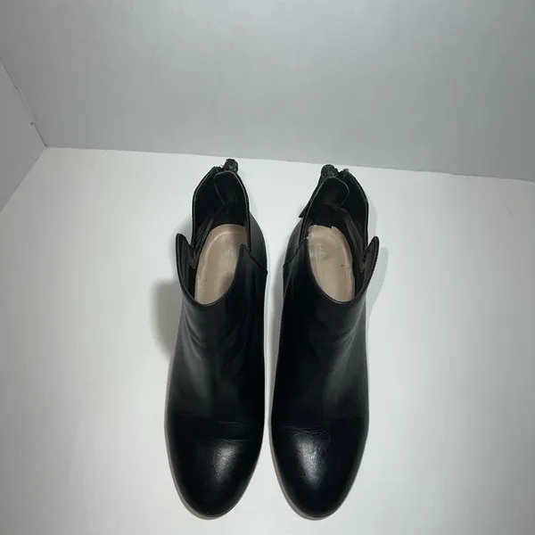 Aldo Dominica Black Leather Block Heel Ankle Booties with Tassel Zipper Size 8 - Image 3