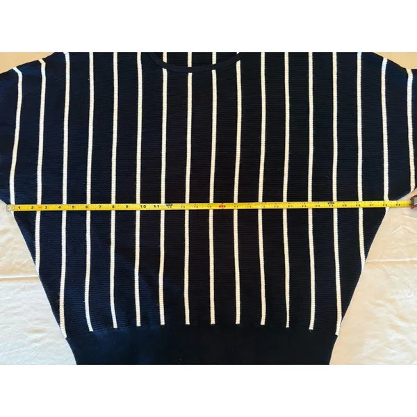 Philosophy Woman Sweater Navy/White Stripe Crewneck Dolman Sleeves Classic Sz.1X - Image 4