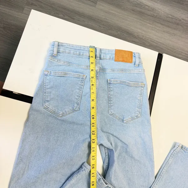 Zara High Waisted Flare Jeans Light Wash Size 6 EUR 38 - Image 12