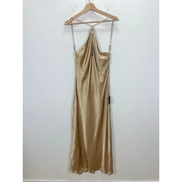 Lulus Sleek and Sweet Champagne Satin Cutout Backless Slip Midi Dress XL NWT - Image 5