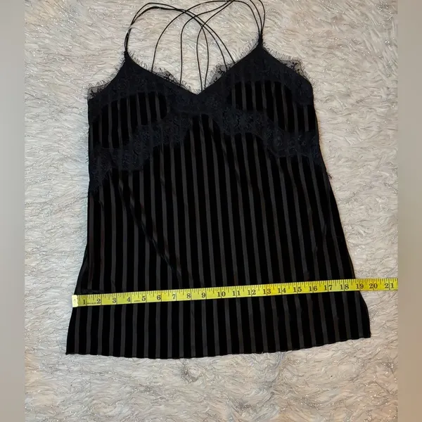 Zara‎ Y2K Trafaluc Collection Black Women’s Velvet-Striped Lace Trim Size USA S - Image 8