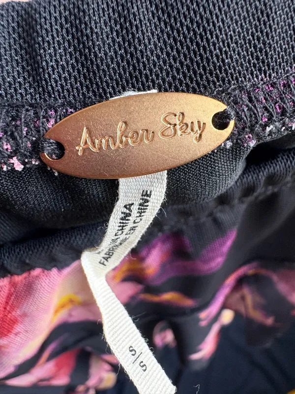Amber Sky S Black Floral Mesh Ruffle Asymmetrical Skirt NWT - Image 6