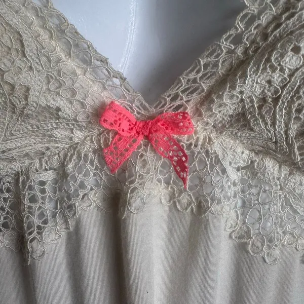 Victoria’s Secret Lace Babydoll Chemise Nightgown Pink Bow Size S - Image 4