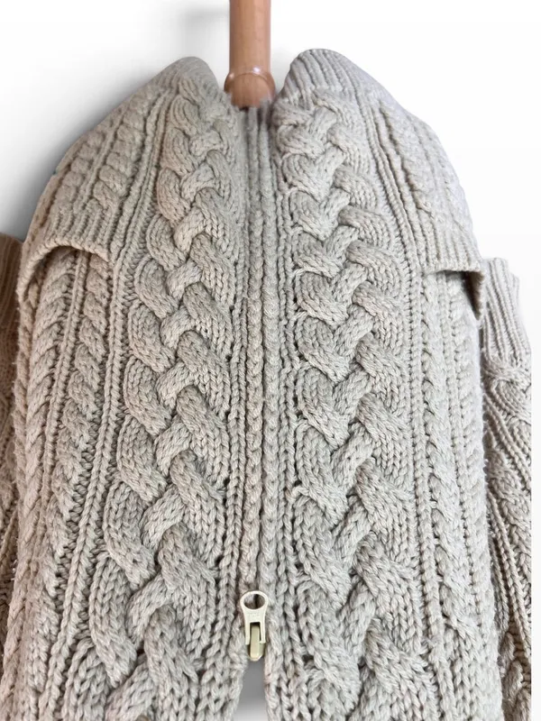 Isabel Marant Etoile Cable Knit Wool Zip Cardigan Sweater - Image 4