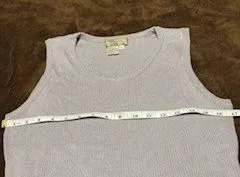 The Territory Ahead 100% Silk Ribbed Knit Gray Tank Top Size Medium - Image 2