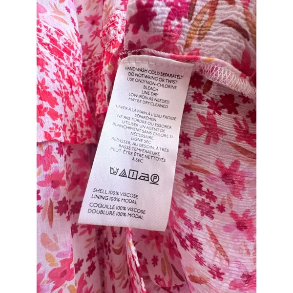 Anthropologie Marais Printed Chiffon Floral Maxi Dress Pink Boho Tassel S - Image 6