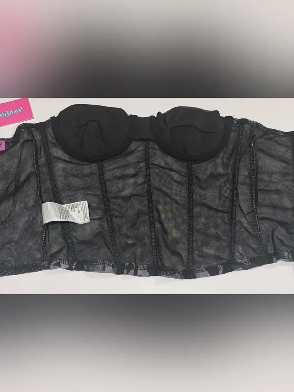 Y2K Mall Goth Checkerboard Mesh Corset Top Edikted NWT XS - Image 7