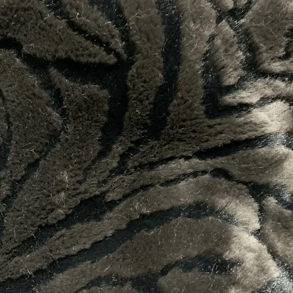 Vintage Faux Fur Zebra‎ Print Long Coat Oversized Collar Black Brown Small Glam - Image 13