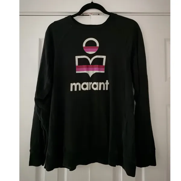 Isabel Marant Etoile Kiefferf Black Linen Long Sleeve Logo Tee TS0766-21A060E - Image 2