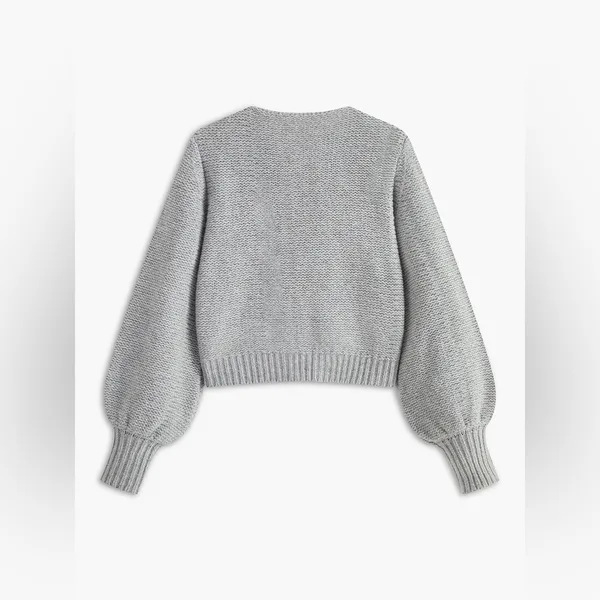 COMMENSE Crew Neck Bow Knit Top Gray Size M - Image 15