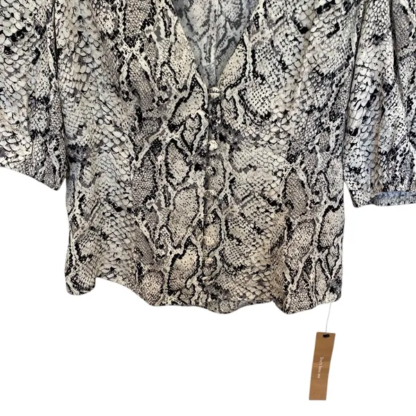 New Reformation Eliana Button Down Top In Snakeskin - Image 5