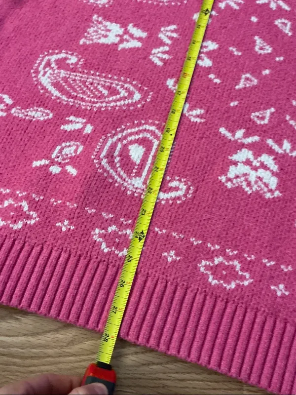 American Eagle Outfitters Hot Pink Paisley-Print Crewneck Sweater Size XL - Image 5