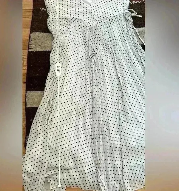 Express White With Black Swiss Polka Dot Wrap Front Maxi Dress Size L - Image 10
