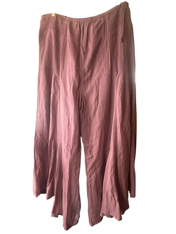 New Free People Harem Cropped Pants Pull On drawstring Large Rose - Image 2